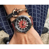 Tag Heuer Autavia Calibre 5 Chinese New Year Maroon panggil Maroon Leather Strap Watch untuk Pria - WBE5193.FC8300