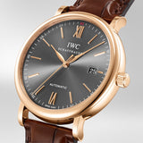 IWC Portofino Automatic Grey Dial Brown Leather Strap Watch for Men - IW356511