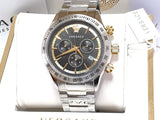 Versace Classic Chronograph Quartz Black Dial Silver Steel Strap Watch For Men - VEV700419