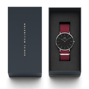 Daniel Wellington Classic Roselyn Black Dial Maroon Nylon Strap Watch For Women - DW00100274