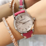 Burberry The City White Dial Haymarket Pink Leather Strap Watch for Women - BU9149
