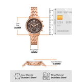 Fossil Neutra Chronograph Mother of Pearl Brown Dial Rose Gold Steel Strap Watch for Women - ES5218