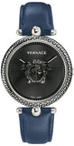 Versace Palazzo Empire Black Dial Blue Leather Strap Watch for Women - VCO080017