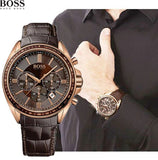 Hugo Boss Driver Chronograph Brown Dial Brown Leather Strap Watch For Men - HB1513093