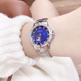 Bulova Crystal Collection Blue Mother of Pearl Dial Silver Steel Strap Watch for Women - 96L238