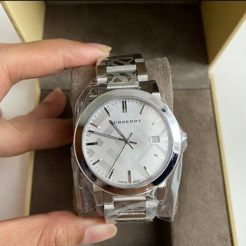 Burberry The City Silver Dial Silver Steel Strap Watch for Men