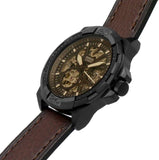 Fossil Bronson Automatic Skeleton Black Dial Brown Leather Strap Watch for Men - ME3219