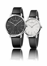Calvin Klein Even Black Dial Black Leather Strap Watch for Women - K7B231C1