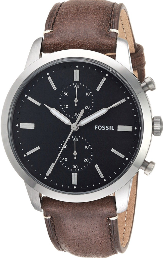 Fossil Townsman Chronograph Black Dial Brown Leather Strap Watch