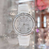 Michael Kors Parker White Dial White Leather Strap Watch for Women - MK5848