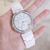 Michael Kors Parker White Dial White Leather Strap Watch for Women - MK5848