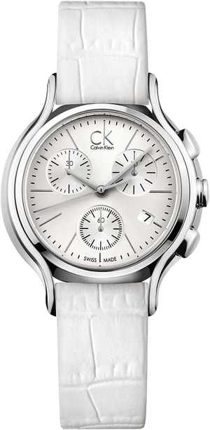 Calvin Klein Skirt White Dial White Leather Strap Watch for Women - K2U291L6