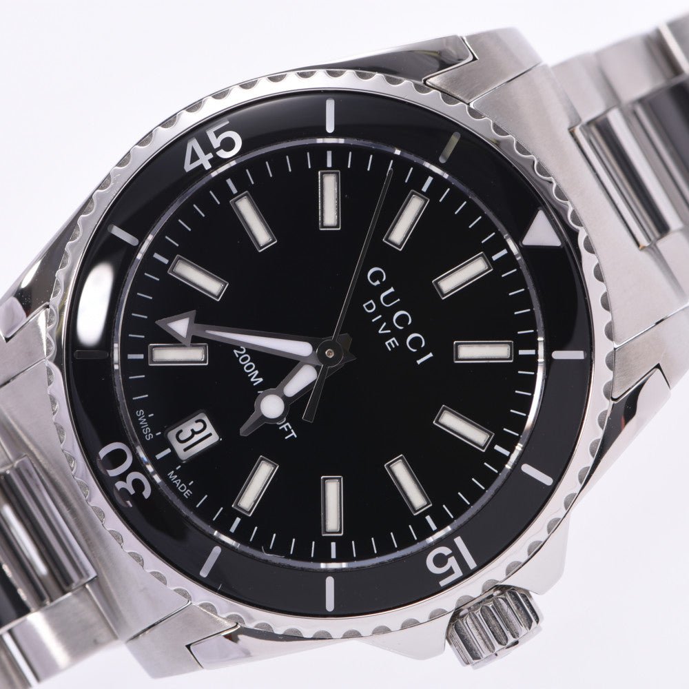 Gucci Dive Black Dial Silver Steel Strap Watch For Women