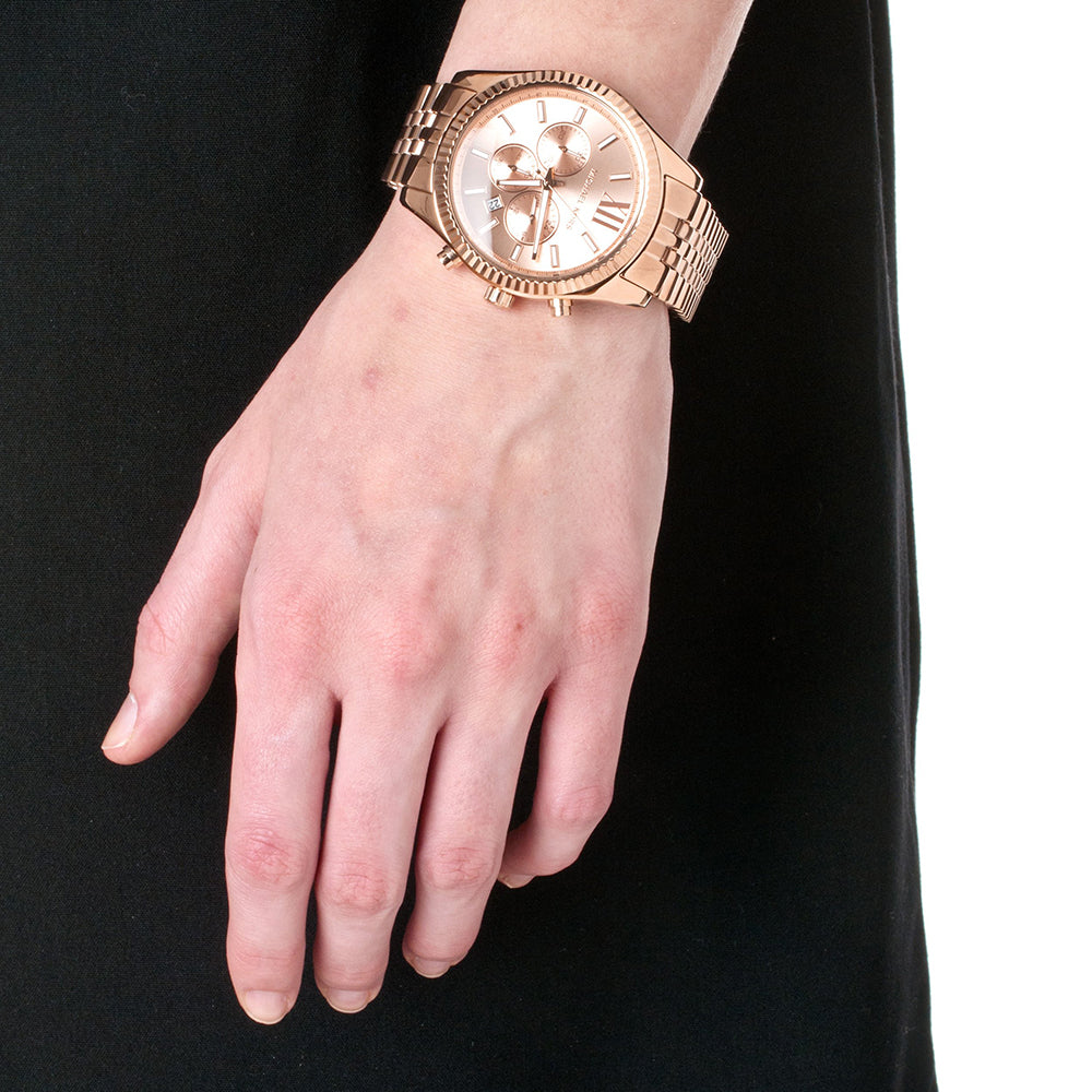 Michael Kors Lexington Rose Gold Dial Rose Gold Steel Strap Watch for Men - MK8319