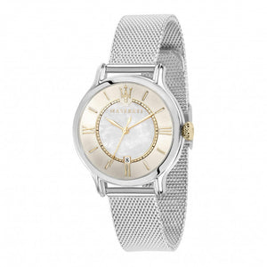 Maserati Epoca Mother of Pearl Dial Silver Mesh Strap Watch For Women - R8853118504