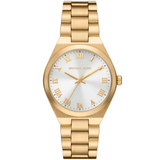 Michael Kors Lennox Three Hand Silver Dial Gold Steel Strap Watch For Women - MK7391