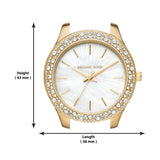 Michael Kors Liliane Mother of Pearl White Dial Gold Steel Strap Watch For Women - MK4555