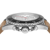 Michael Kors Everest Analog White Dial Brown Leather Strap Watch For Men - MK9092