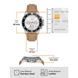 Michael Kors Everest Analog White Dial Brown Leather Strap Watch For Men - MK9092