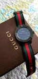 Gucci G Timeless Sport Black Dial Two Tone NATO Strap Watch For Men - YA126229