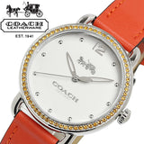 Coach Delancey White Dial Orange Leather Strap Watch for Women - 14502880