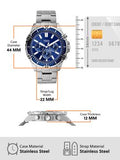 Fossil Garrett Chronograph Blue Dial Silver Steel Strap Watch for Men - FS5623