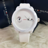 Tommy Hilfiger Denim White Dial White Rubber Strap Watch for Men - 1791324