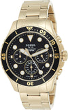 Fossil FB-03 Chronograph Black Dial Gold Steel Strap Watch for Men - FS5727