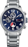 Tommy Hilfiger Jackson Chronograph Blue Dial Silver Steel Strap Watch for Men - 1791242