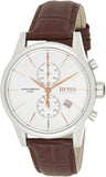 Hugo Boss Jet Chronograph Quartz Silver Dial Brown Leather Strap Watch For Men - HB1513280