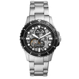 Fossil FB-01 Automatic Skeleton Black Dial Silver Steel Strap Watch for Men - ME3190