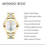 Movado Bold Silver Dial Two Tone Steel Strap Watch for Women - 3600129