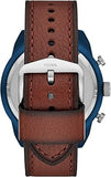 Fossil Bronson Chronograph Luggage Blue Dial Brown Leather Strap Watch for Men - FS5829