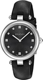 Gucci Diamantissima Diamonds Black Dial Black Leather Strap Watch For Women - YA141403