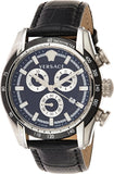 Versace V Ray Chronograph Quartz Black Dial Black Leather Strap Watch For Men - VE2I00121