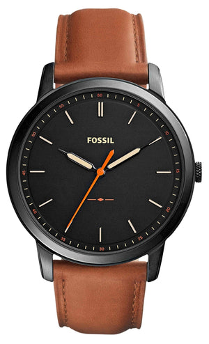 Fossil The Minimalist Black Dial Brown Leather Strap Watch for Men - FS5305