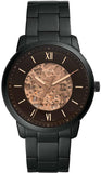 Fossil Neutra Automatic Skeleton Black Dial Black Steel Strap Watch for Men - ME3183