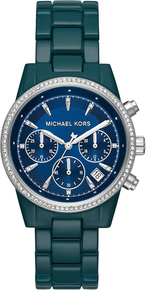 Michael Kors Bradshaw Chronograph Blue Dial Blue Steel Strap Watch For Men - MK6722