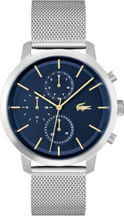 Lacoste Replay Chronograph Blue Dial Silver Mesh Strap Watch for Men - 2011256