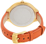 Michael Kors Runway Quartz Gold Dial Orange Leather Strap Watch For Women - MK2275