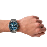 Fossil Bronson Chronograph Blue Dial Grey Steel Strap Watch for Men - FS5711