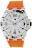 Tommy Hilfiger Analog White Dial Orange Rubber Strap Watch for Men - 1791063