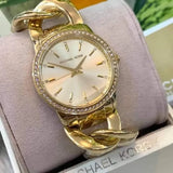 Michael Kors Nini Three Hand Gold Dial Gold Steel Strap Watch For Women - MK3235