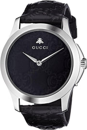 Gucci G Timeless Quartz Black Dial Black Leather Strap Watch For Men - YA1264031