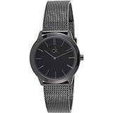 Calvin Klein Minimal Black Dial Black Mesh Bracelet Watch for Men - K3M224B1