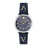 Versace V-Twist Quartz Blue Dial Blue Leather Strap Watch for Women - VELS00119