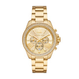 Michael Kors Wren Chronograph Gold Dial Gold Steel Strap Watch for Women - MK7428