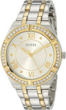 Guess Cosmo Diamonds Silver Dial Two Tone Steel Strap Watch for Women - GW0033L4