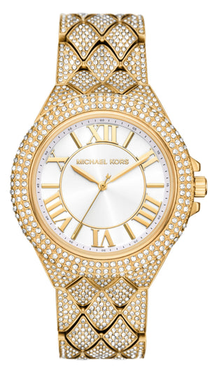 Michael Kors Camille Three-Hand Crystals White Dial Gold Steel Strap Watch for Women - MK4800