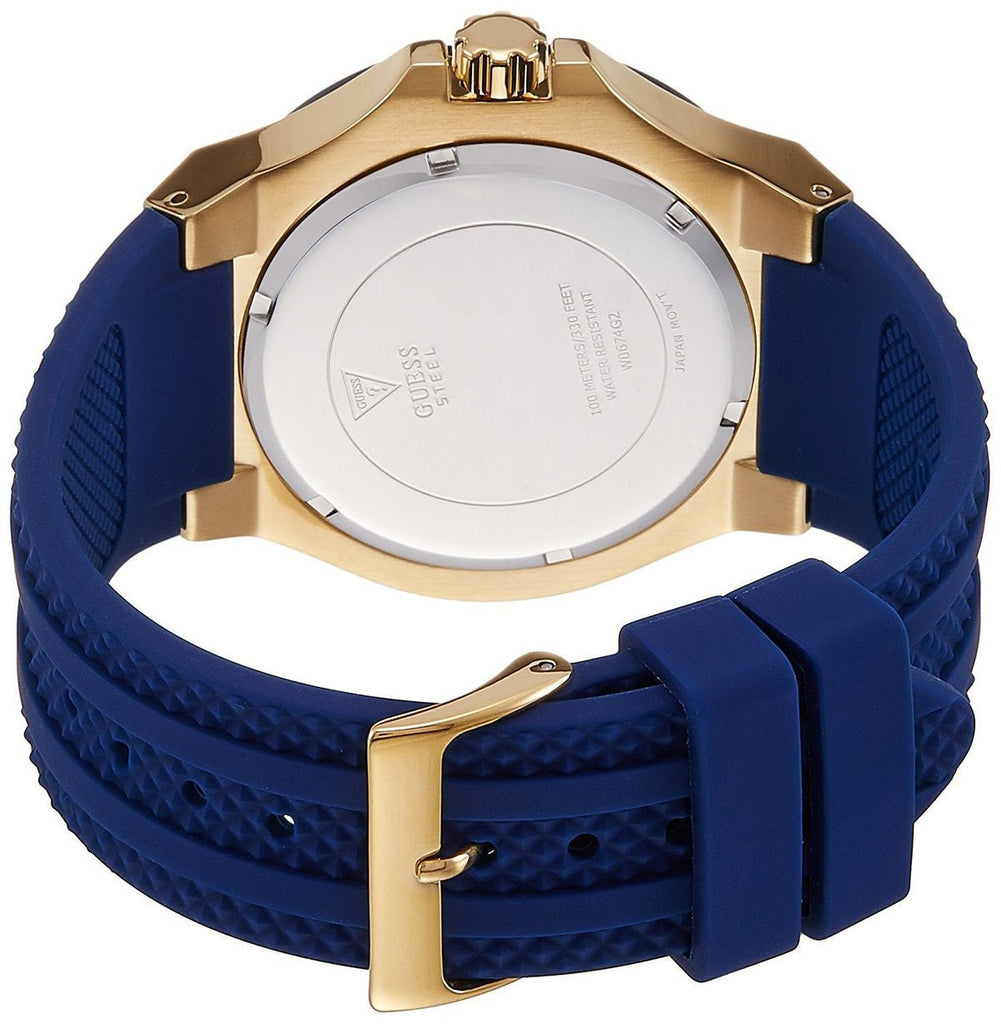 Guess Force Blue & Rose Gold Dial Blue Silicone Strap Watch For Men